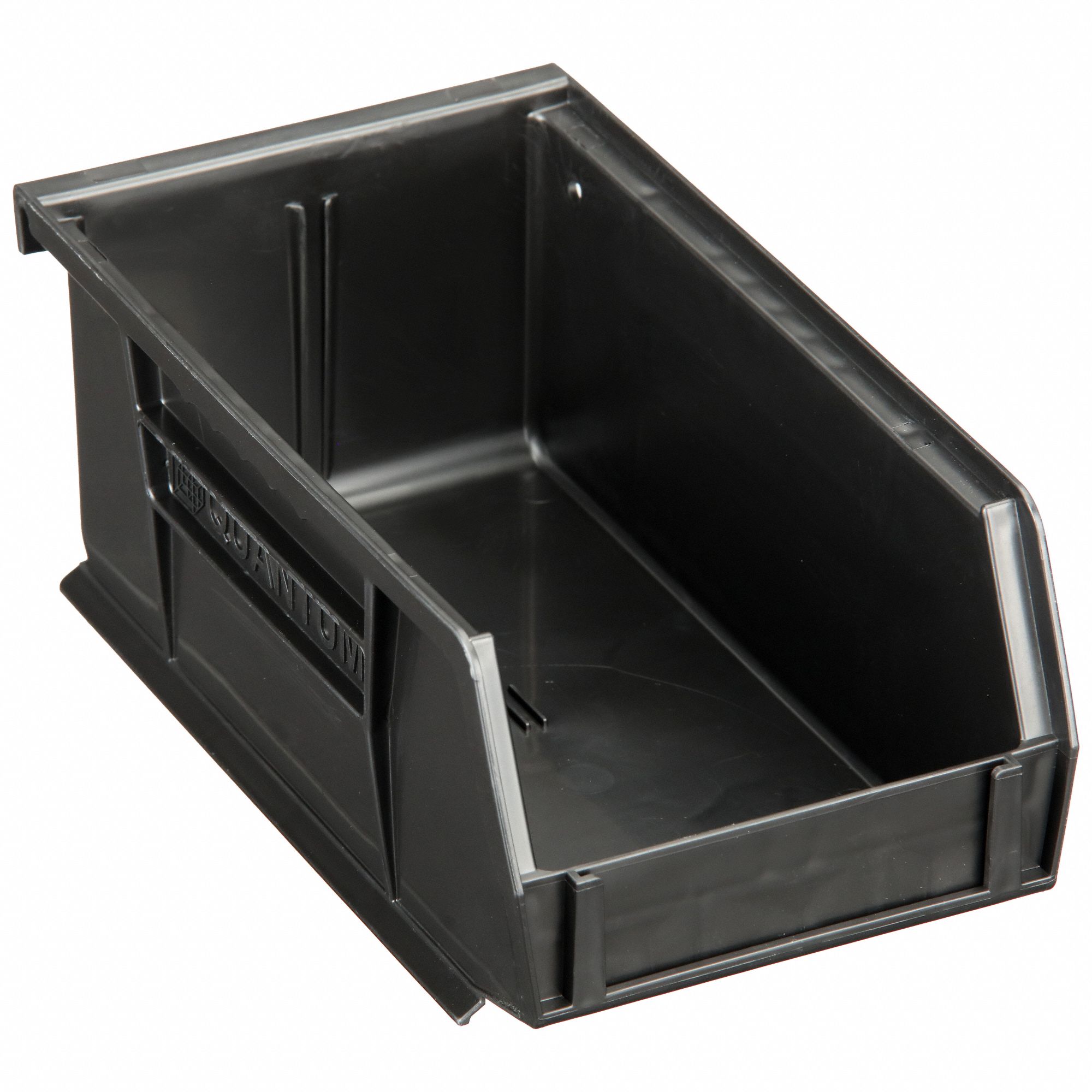 HANG AND STACK BIN, 4⅛ IN X 7⅜ IN X 3 IN, BLACK, LABEL HOLDERS