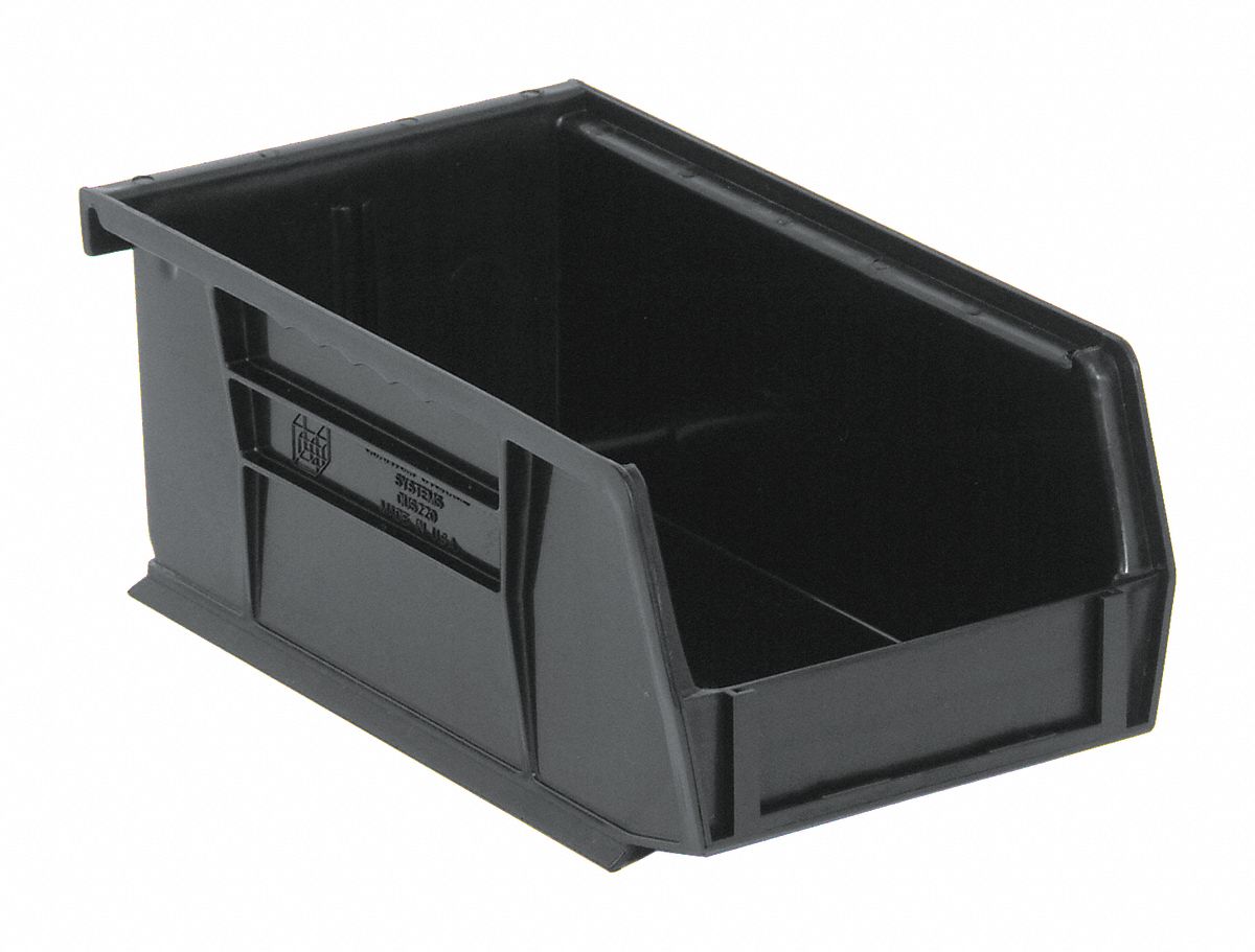 QUANTUM STORAGE SYSTEMS QUS220BR Hang and Stack Bin,Black,PP,3 in 1NTV3