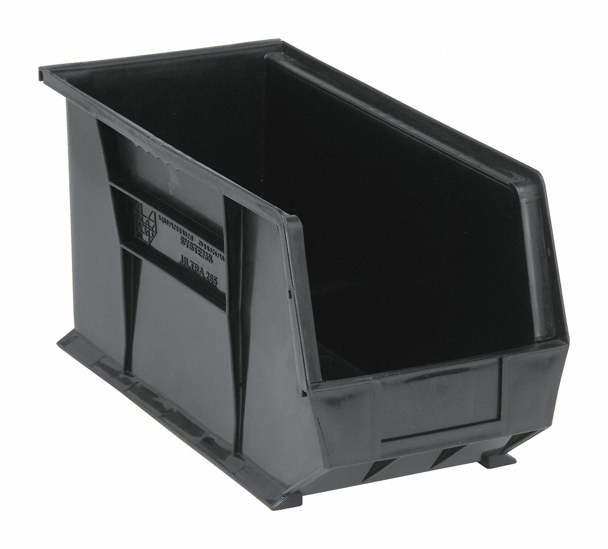 Hang and Stack Bin: 8 1/4 in x 18 in x 9 in, Black, Label Holder Included