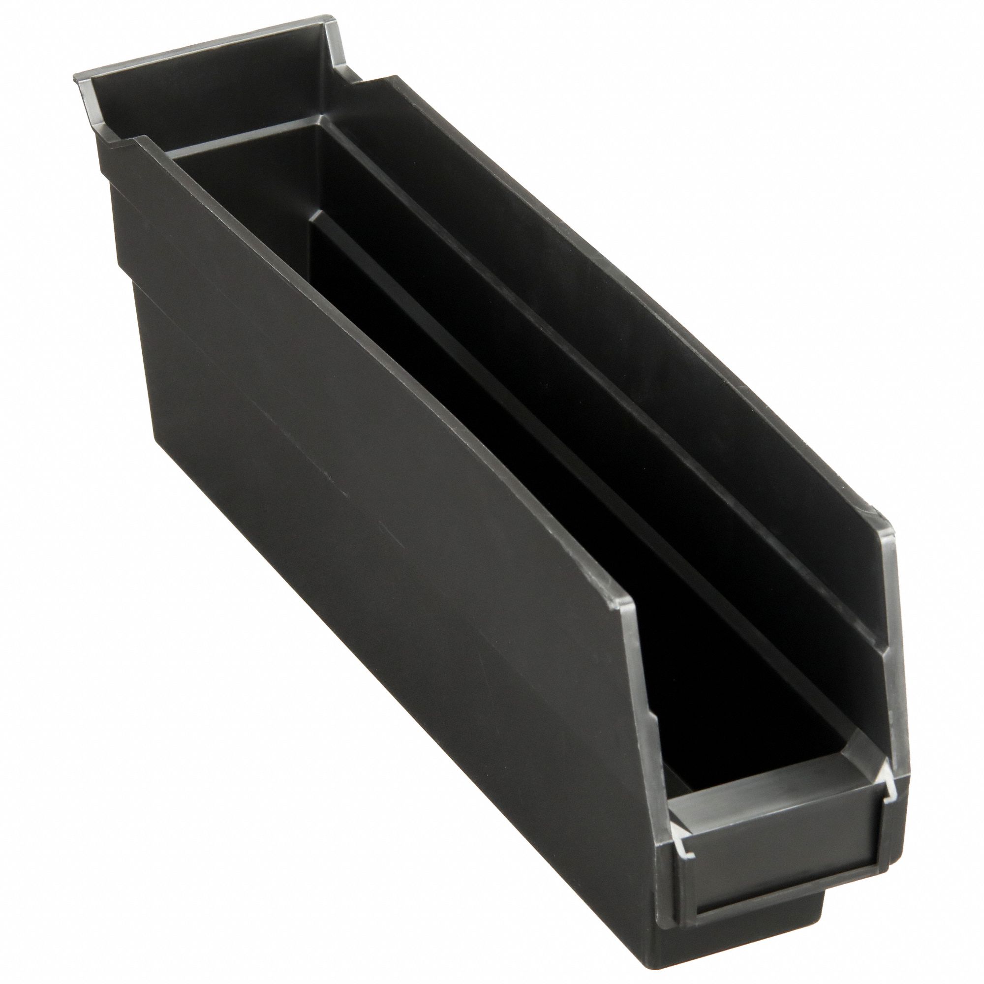 Shelf Bin: 11 5/8 in Overall Lg, 2 3/4 in x 4 in, Black, Nesting Capable