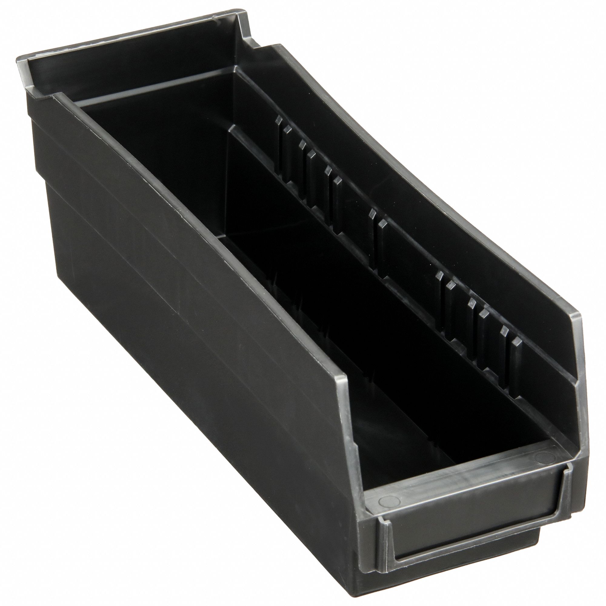 Shelf Bin: 11 5/8 in Overall Lg, 4 1/8 in x 4 in, Black, Nesting Capable