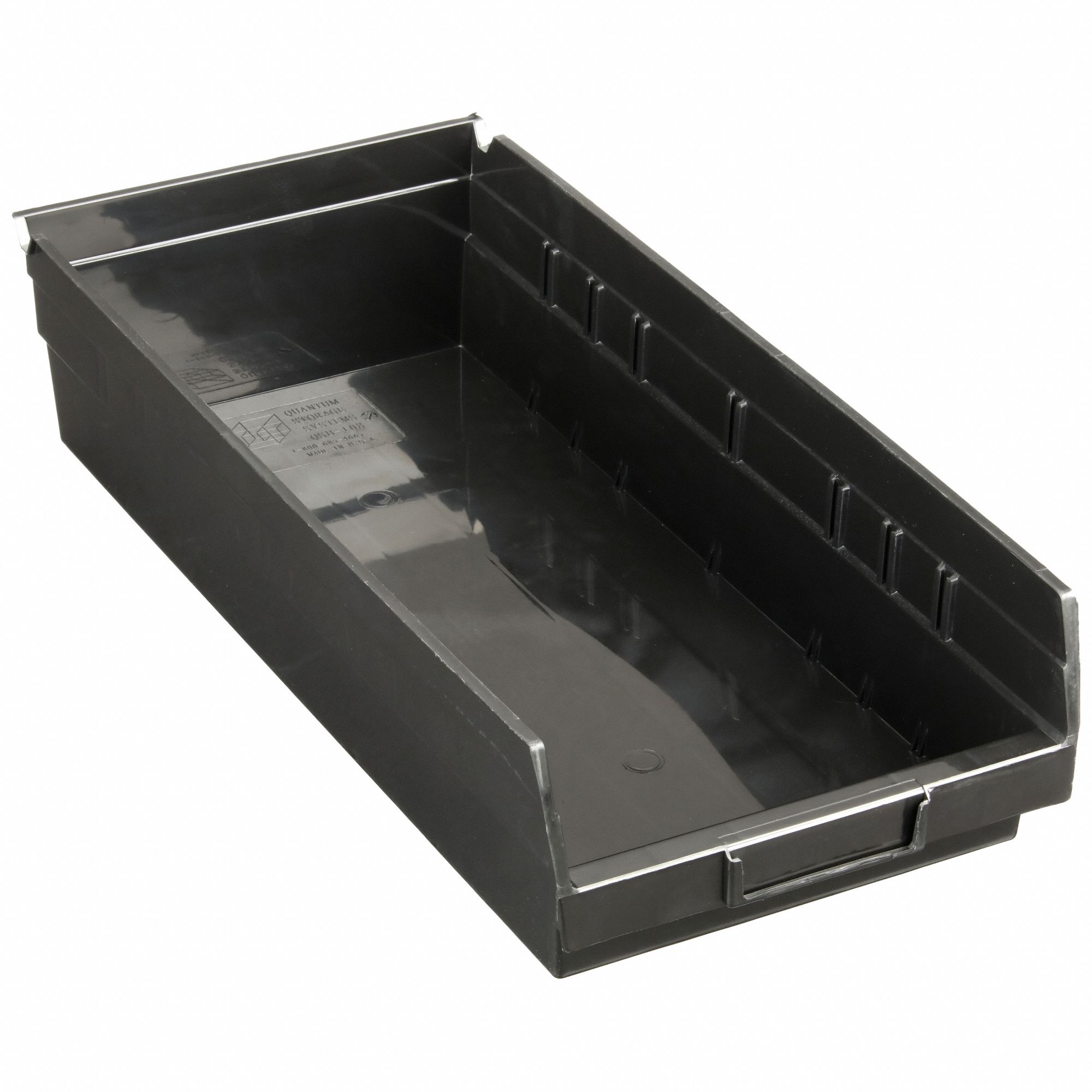 Shelf Bin: 17 7/8 in Overall Lg, 8 3/8 in x 4 in, Black, Nesting Capable