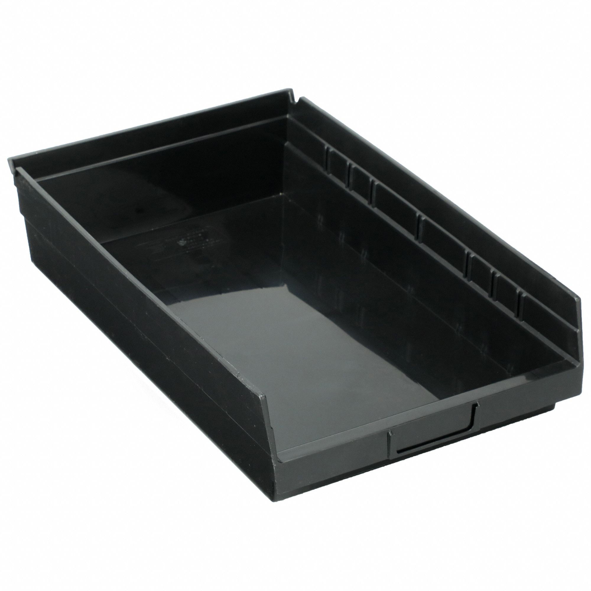 Shelf Bin: 17 7/8 in Overall Lg, 11 1/8 in x 4 in, Black, Nesting Capable