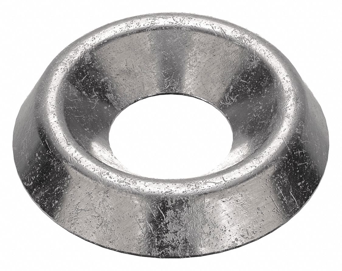 COUNTERSUNK WASHER, FOR #8 SCREW, 18-8 STAINLESS STEEL, PLAIN FINISH, 0.203 IN MAX ID, 100 PK