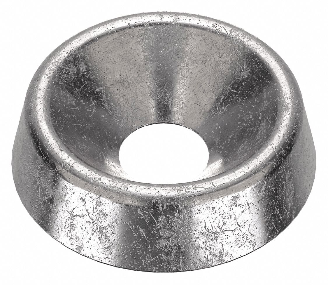 COUNTERSUNK WASHER, FOR #12 SCREW, 18-8 STAINLESS STEEL, PLAIN FINISH, 11/16 IN OD, 100 PK