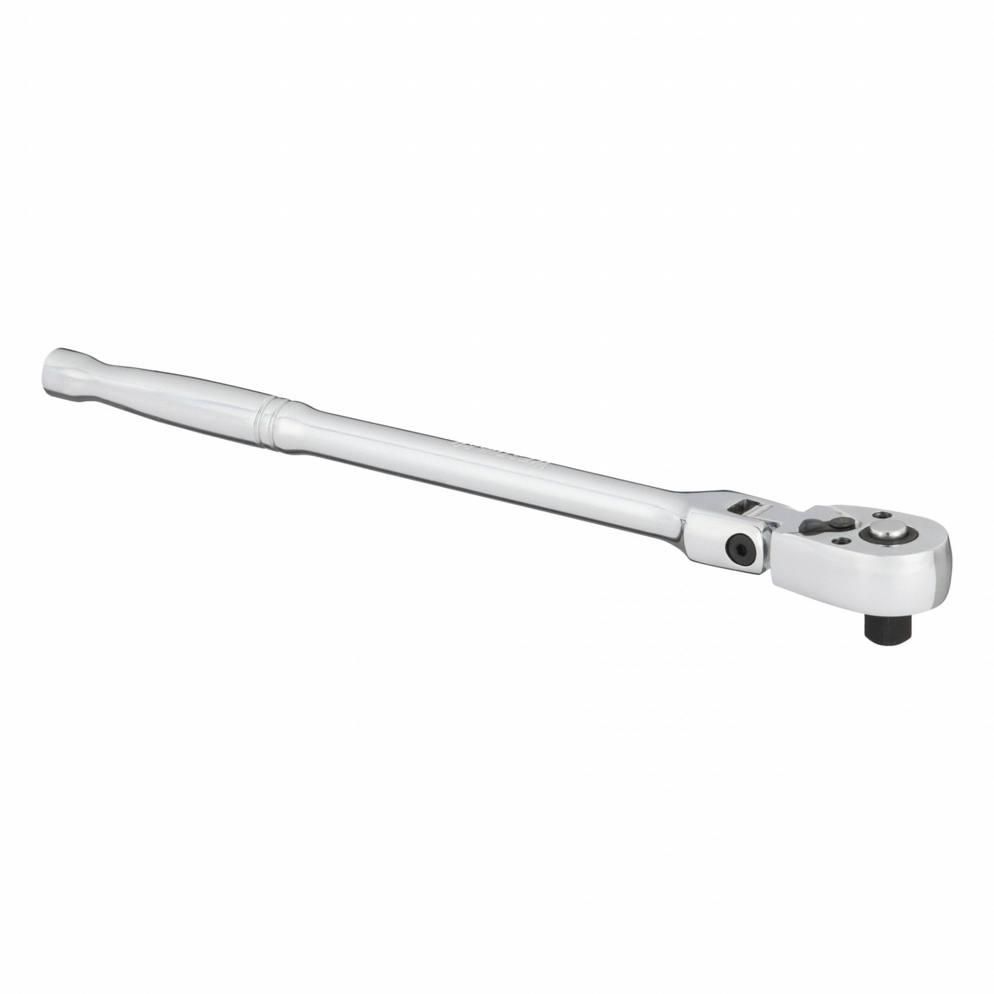 Hand Ratchet: Pear, Reversible, 9 1/2 in Overall Lg, Chrome, 5° Min Arc Swing