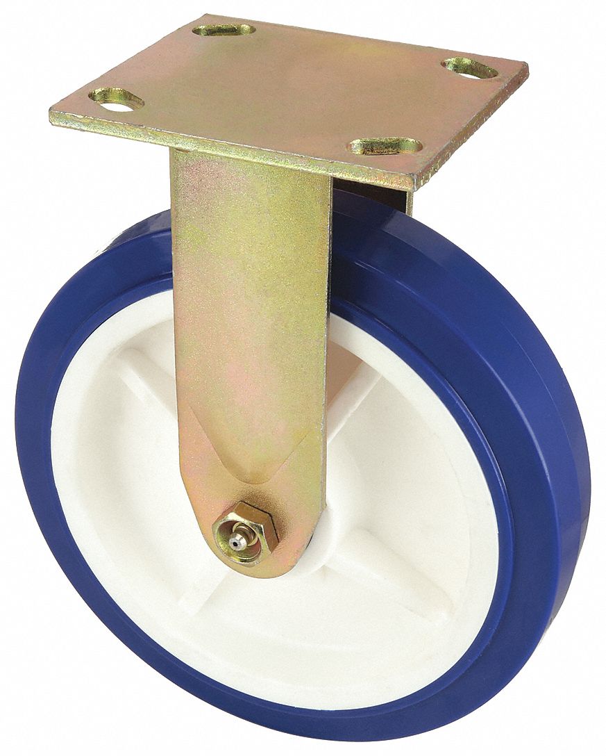 STANDARD PLATE CASTER, 8 IN WHEEL DIAMETER, 900 LB, 9½ IN MOUNTING H, RIGID CASTER