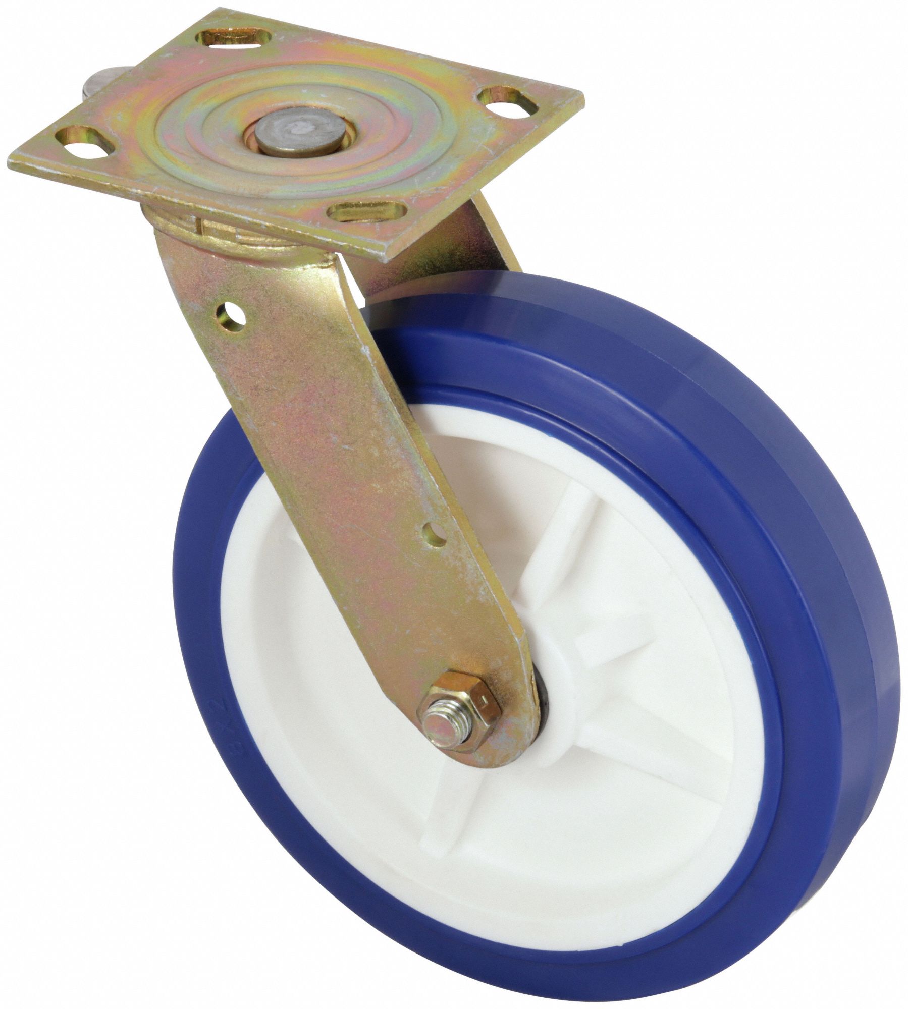 STANDARD PLATE CASTER, 8 IN WHEEL DIAMETER, 900 LB, 9½ IN MOUNTING H, SWIVEL CASTER