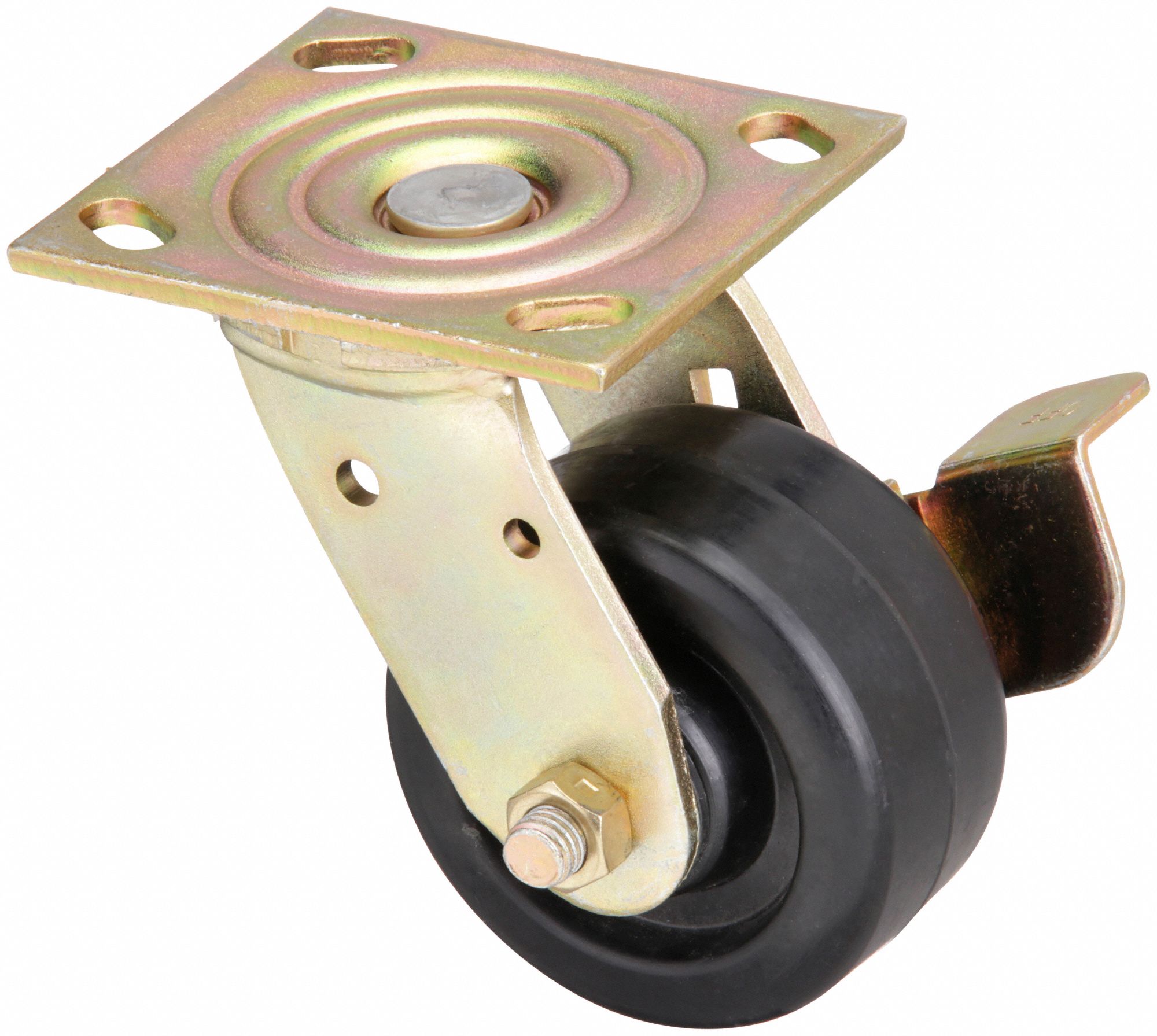 STANDARD PLATE CASTER, 4 IN WHEEL DIAMETER, 800 LB, 5⅝ IN MOUNTING H, PHENOLIC, HARD