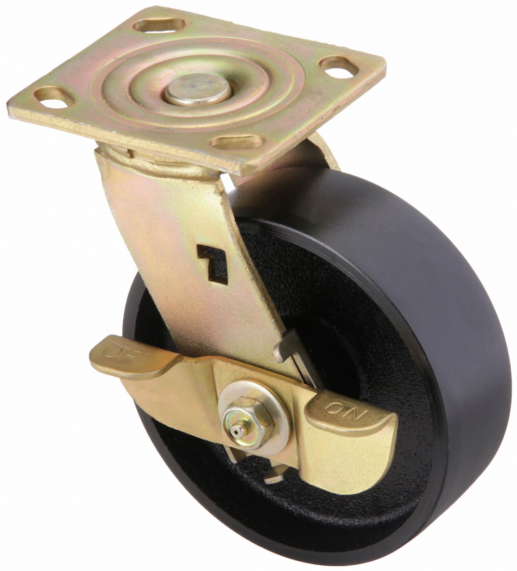 STANDARD PLATE CASTER, 8 IN WHEEL DIAMETER, 1200 LB, 9½ IN MOUNTING H, STEEL, ROLLER