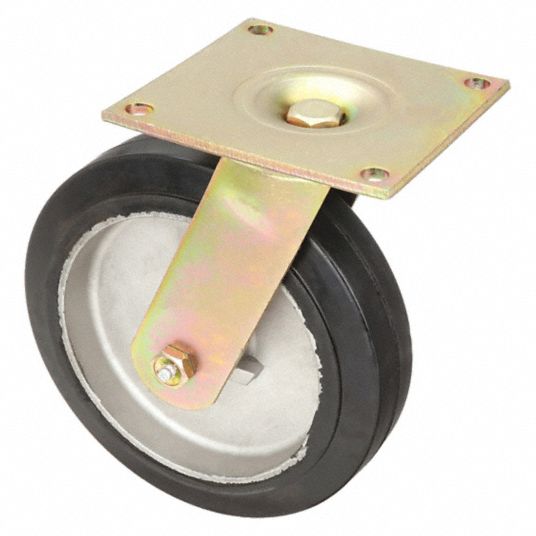 Plate Caster, Swivel, Rubber, 375 lb, 5 in Wheel Dia. - Grainger