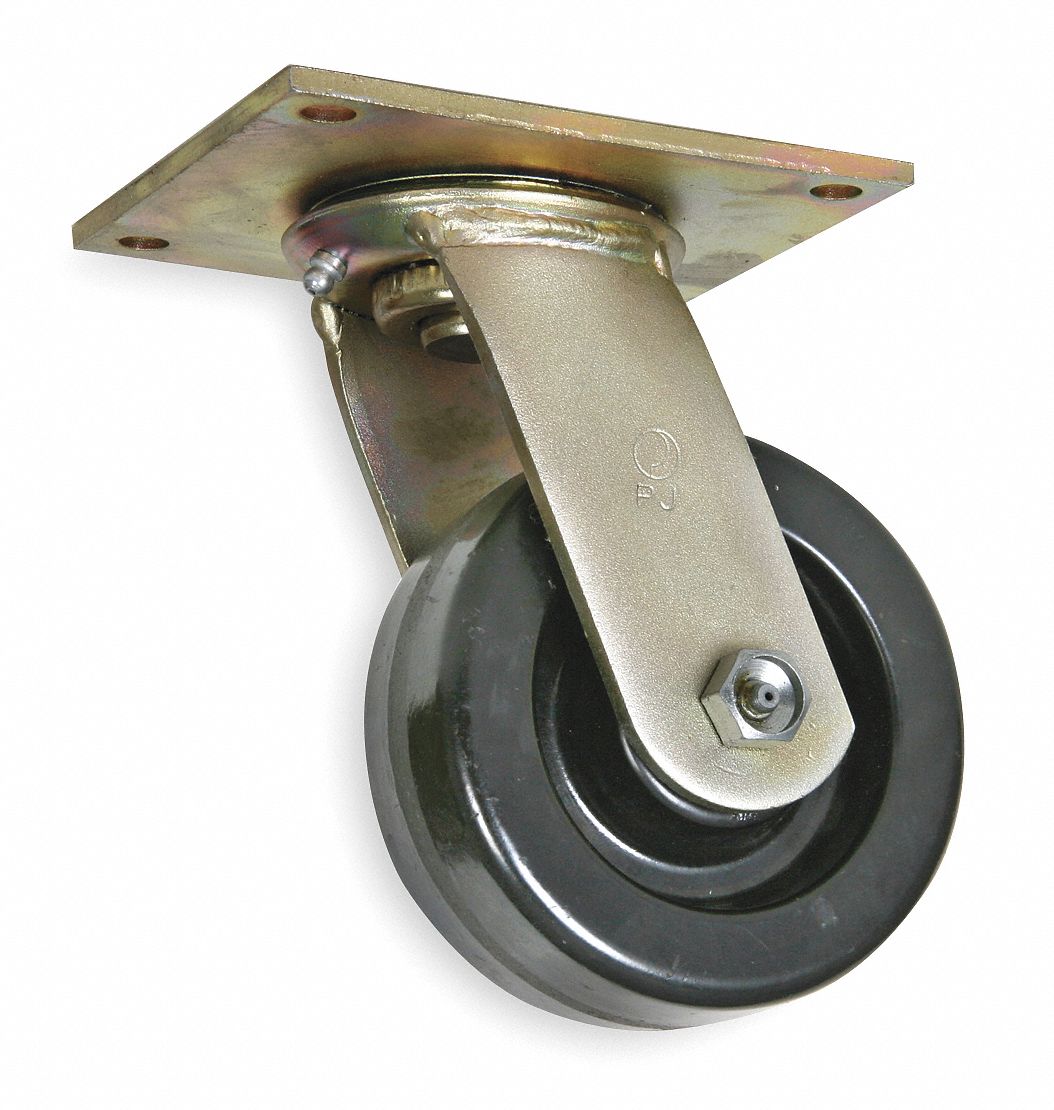 GRAINGER APPROVED Standard Plate Caster, Swivel, Phenolic, 1200 lb, 8