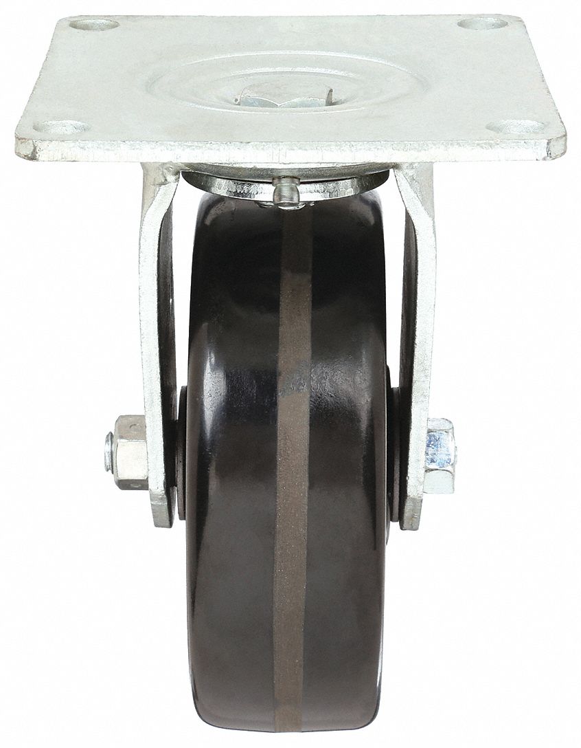 Plate Caster, Swivel, Phenolic, 6 1/2"H