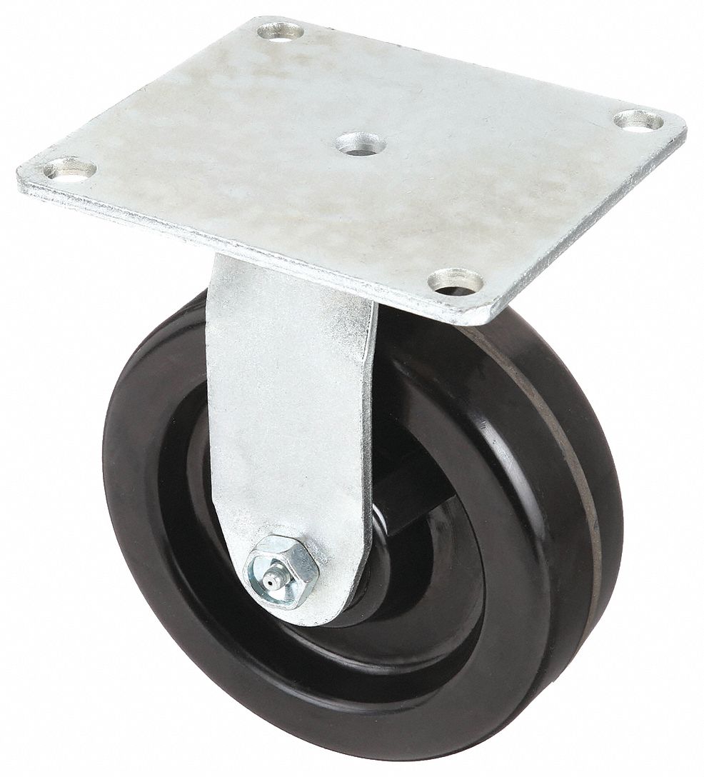 Plate Caster, Rigid, Phenolic, 6 1/2"H
