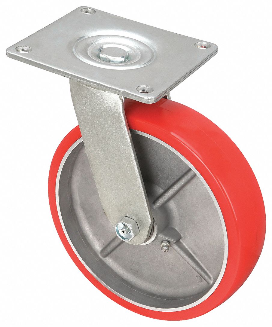 STANDARD PLATE CASTER, 5 IN WHEEL DIAMETER, 1050 LB, 6½ IN MOUNTING H, SWIVEL CASTER