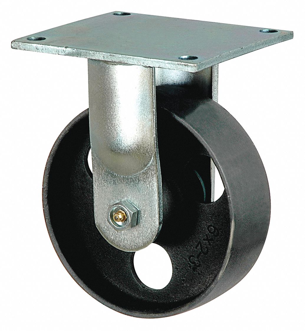 GRAINGER APPROVED Standard Plate Caster, Rigid, Iron, 1200 lb, 6 in Wheel Dia. 1NVR31NVR3