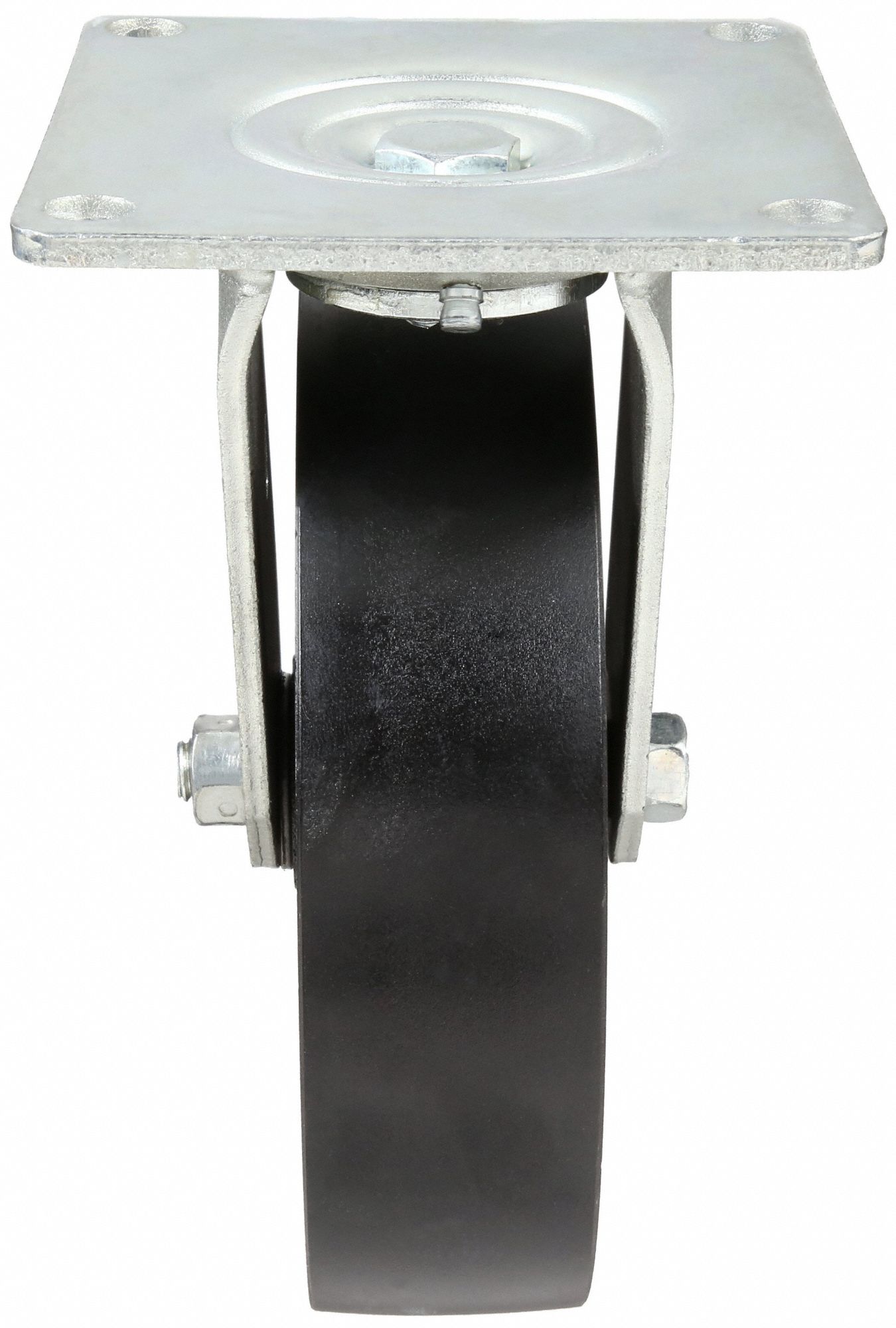 GRAINGER APPROVED Standard Plate Caster, Swivel, Iron, 1200 lb, 8 in