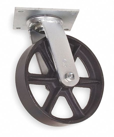 GRAINGER APPROVED Standard Plate Caster, Swivel, Iron, 1200 lb, 5 in ...