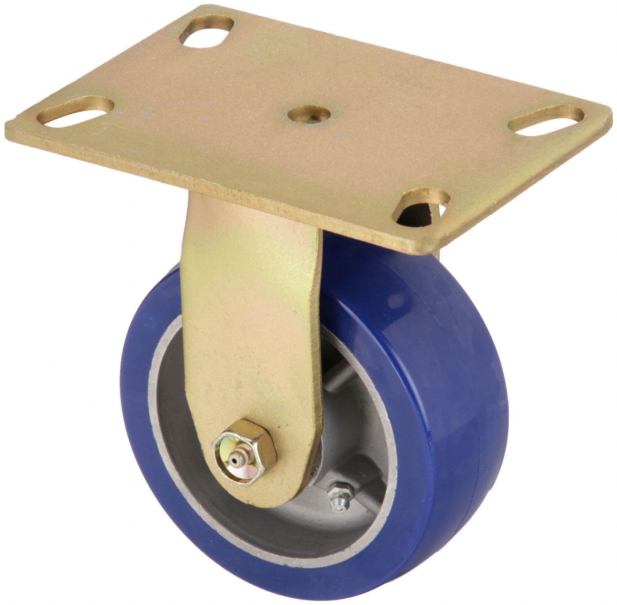 Plate Caster: Rigid, No Brake, Polyurethane, 5 in Wheel Dia, 2 in Wheel Wd, Roller