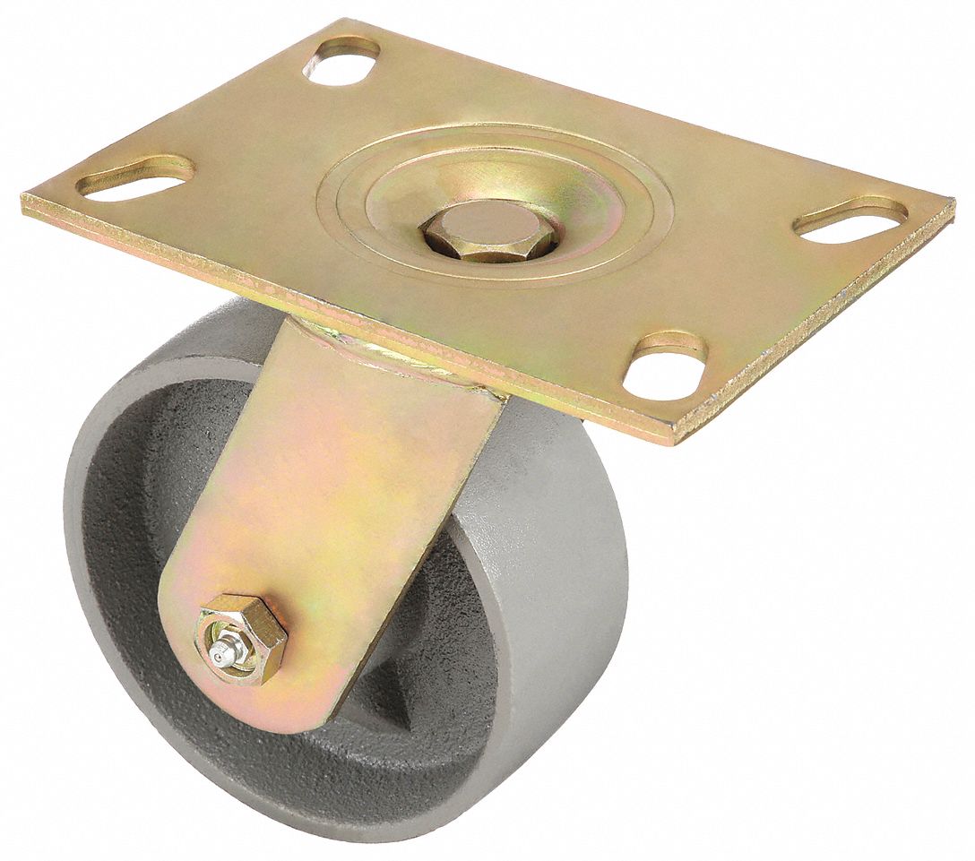 STANDARD PLATE CASTER, 8 IN WHEEL DIAMETER, 1750 LB, 9½ IN MOUNTING H, SWIVEL CASTER