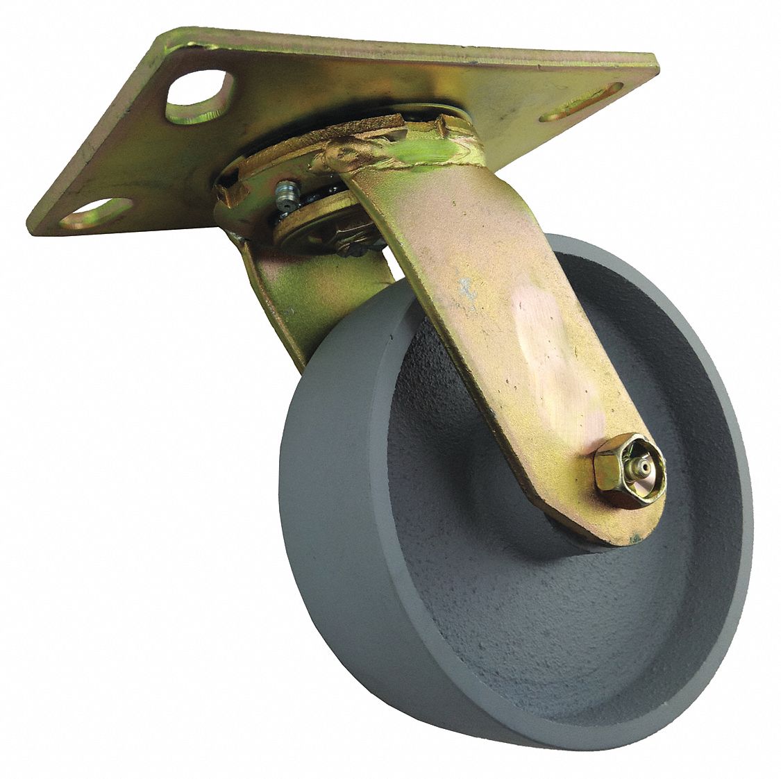 GRAINGER APPROVED Standard Plate Caster, Swivel, Iron, 1750 lb, 6 in