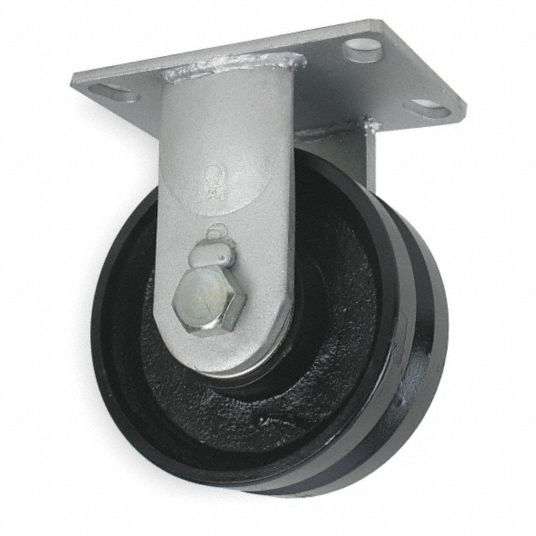 GRAINGER APPROVED VGroove TrackWheel Plate Caster, Rigid, 2000 lb, 6