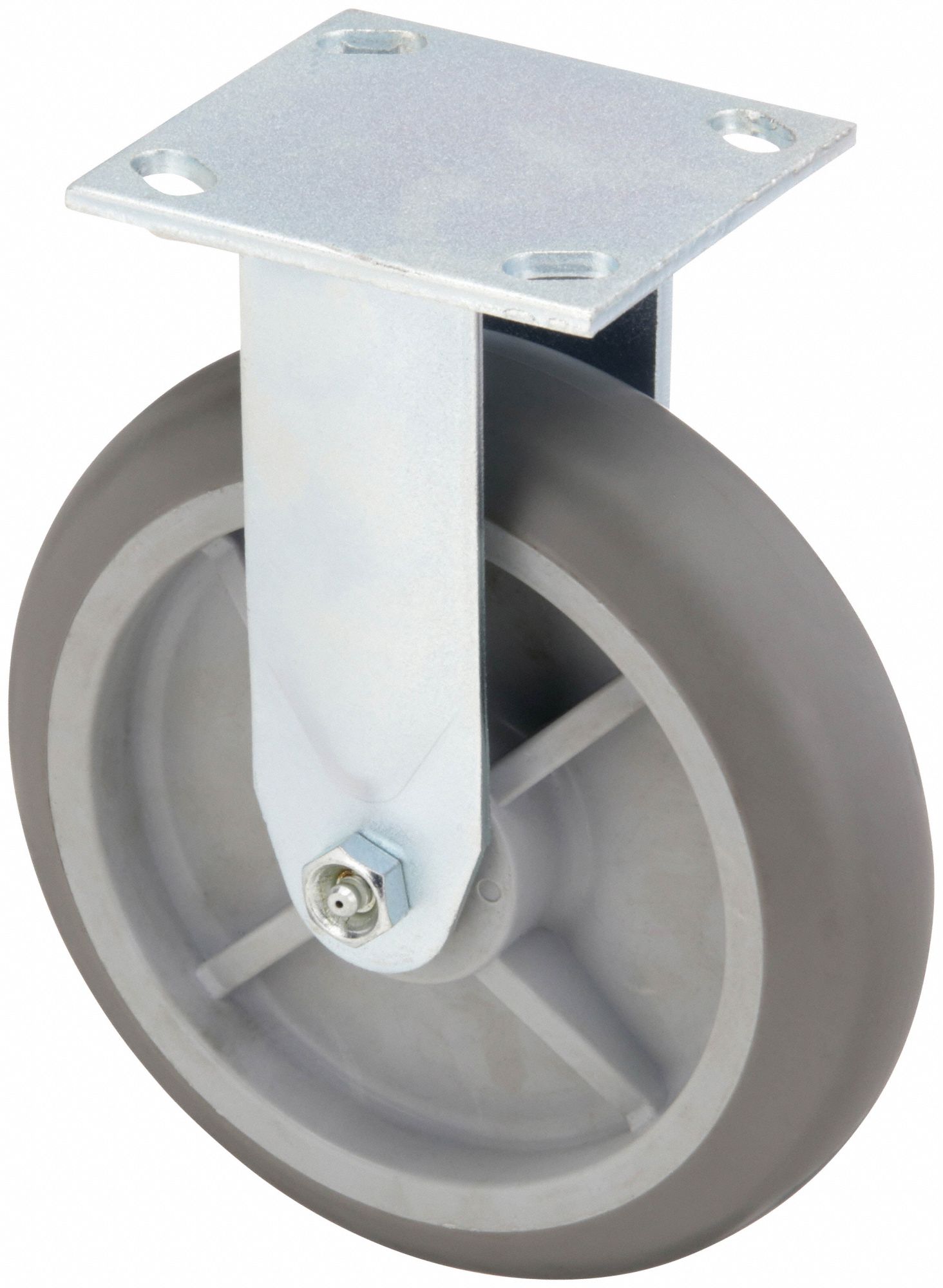 STANDARD PLATE CASTER, 8 IN WHEEL DIAMETER, 675 LB, 9&frac12; IN MOUNTING H, RIGID CASTER