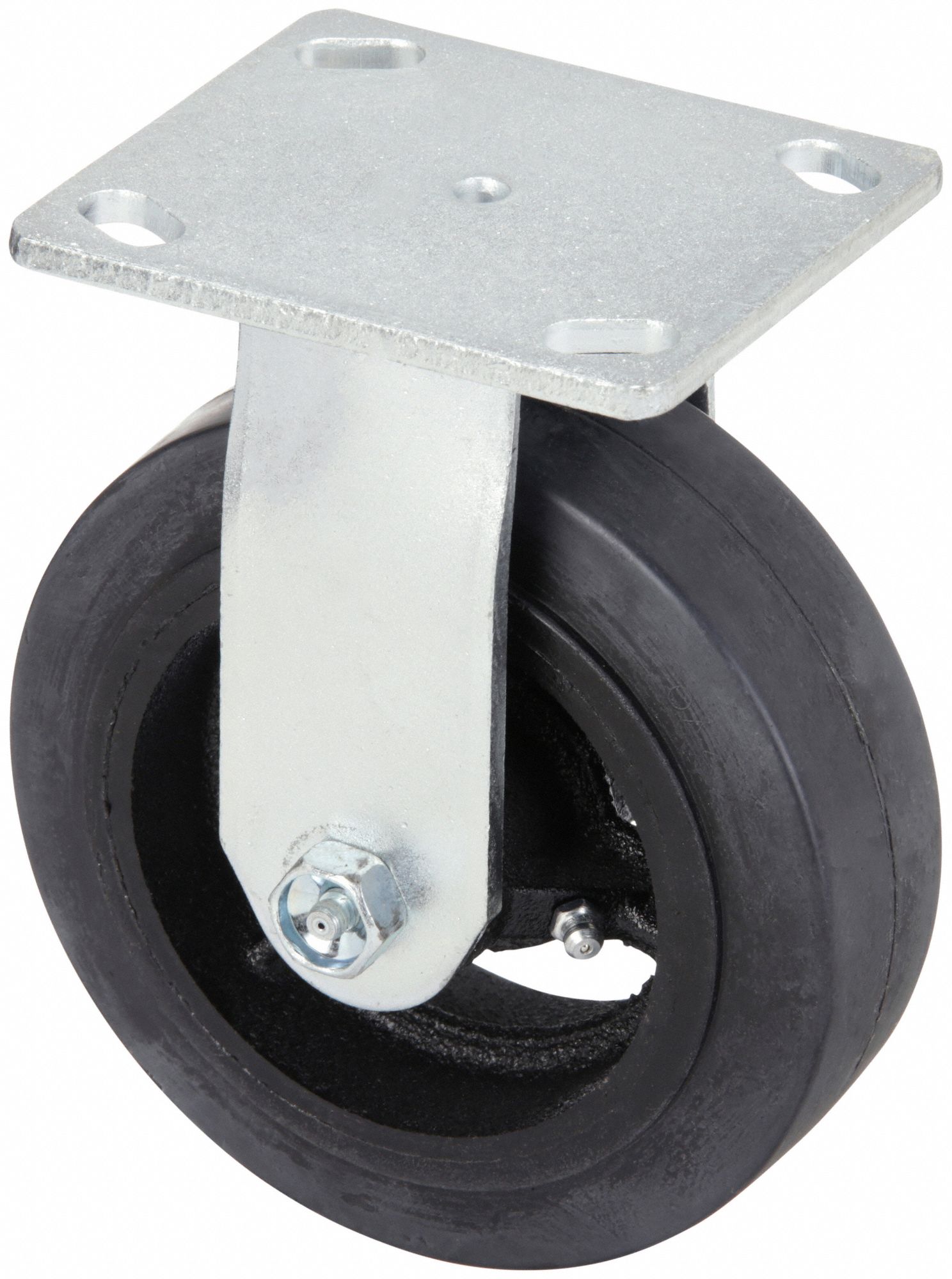 STANDARD PLATE CASTER, 5 IN WHEEL DIAMETER, 400 LB, 6½ IN MOUNTING H, RIGID CASTER