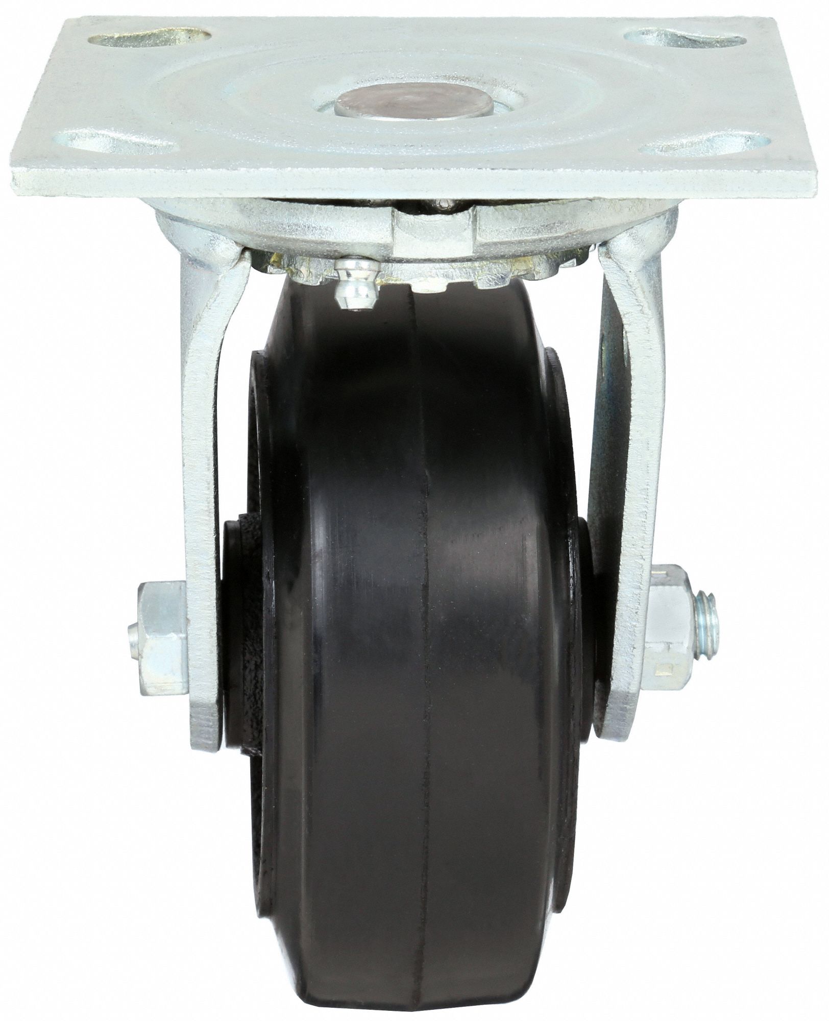 GRAINGER APPROVED Standard Plate Caster, Swivel, Rubber, 400 lb, 5 in