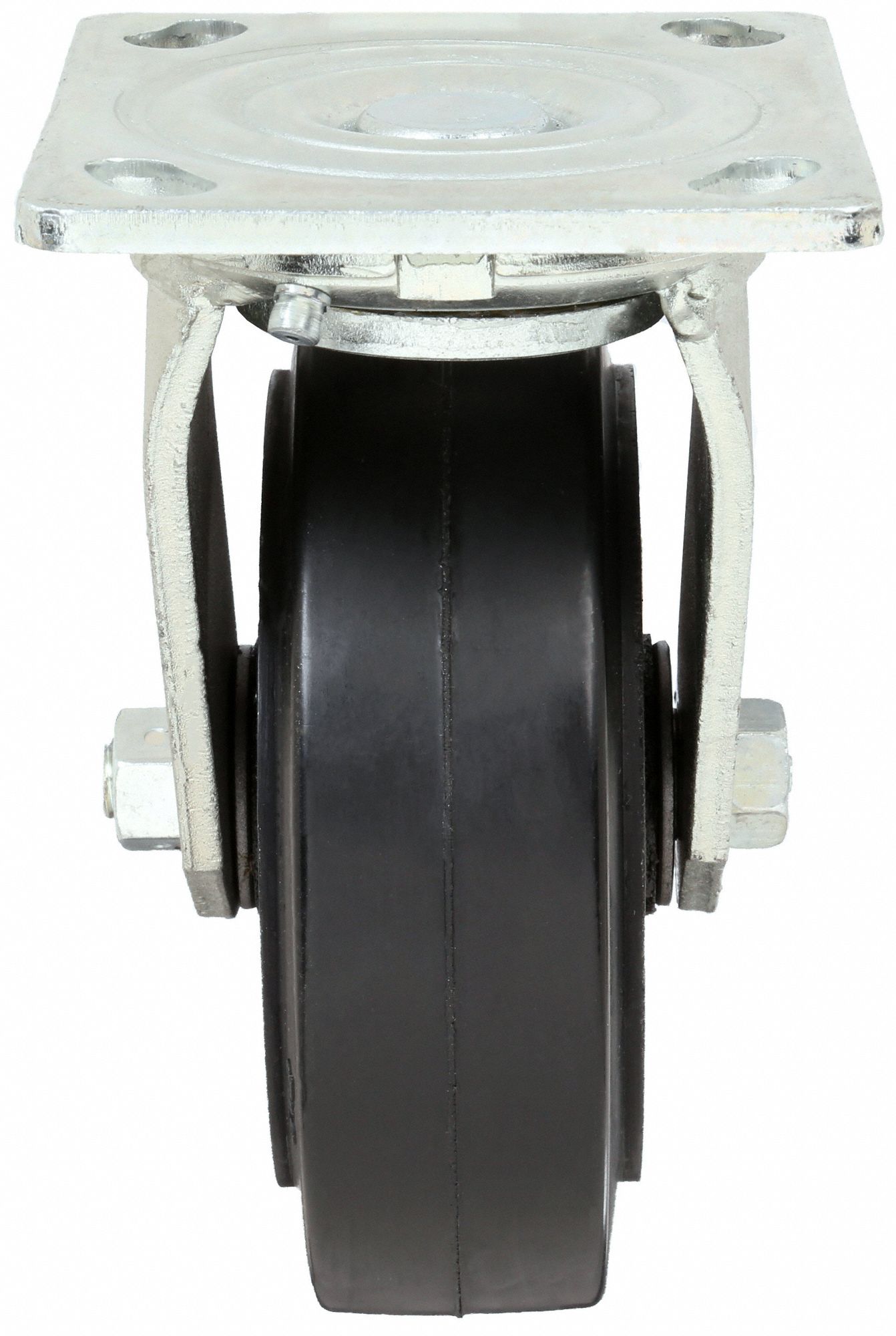GRAINGER APPROVED Standard Plate Caster, Swivel, Rubber, 410 lb, 6 in