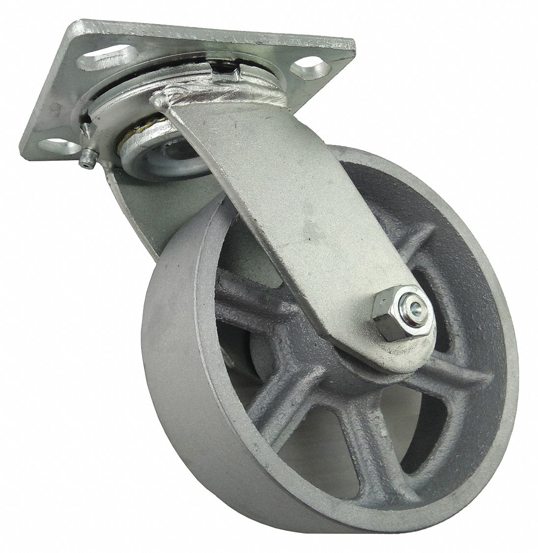 GRAINGER APPROVED Standard Plate Caster, Swivel, Iron, 1200 lb, 6 in