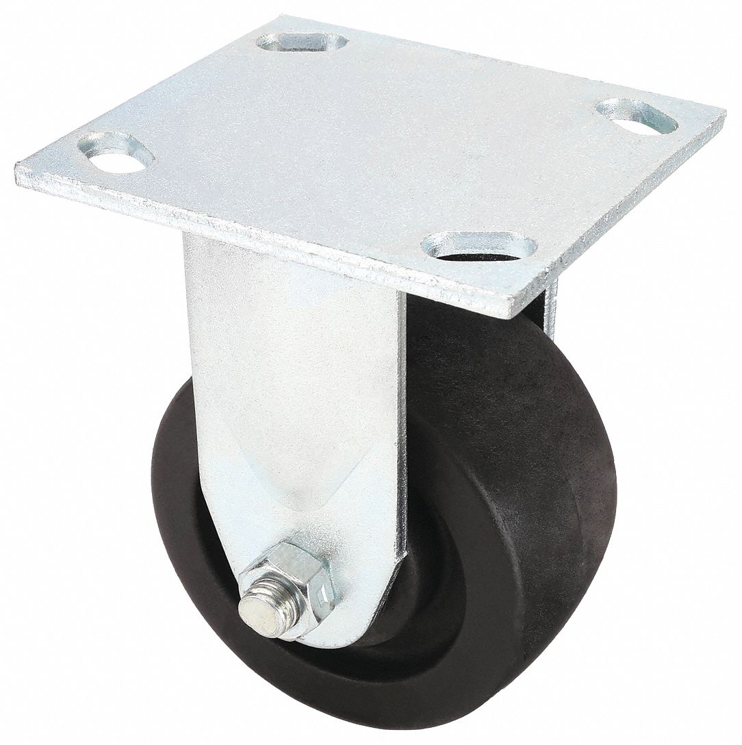 STANDARD PLATE CASTER, 4 IN WHEEL DIAMETER, 800 LB, 5⅝ IN MOUNTING H, RIGID CASTER