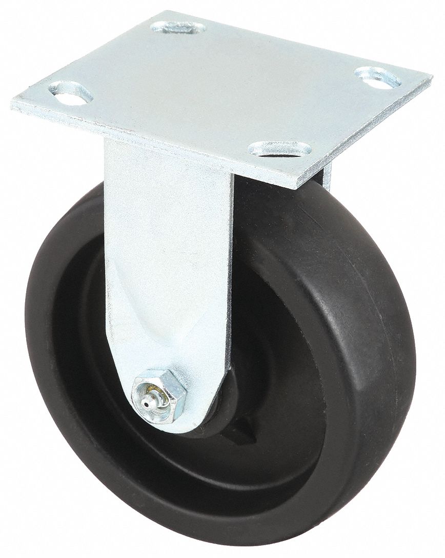 STANDARD PLATE CASTER, 5 IN WHEEL DIAMETER, 1000 LB, 6½ IN MOUNTING H, RIGID CASTER