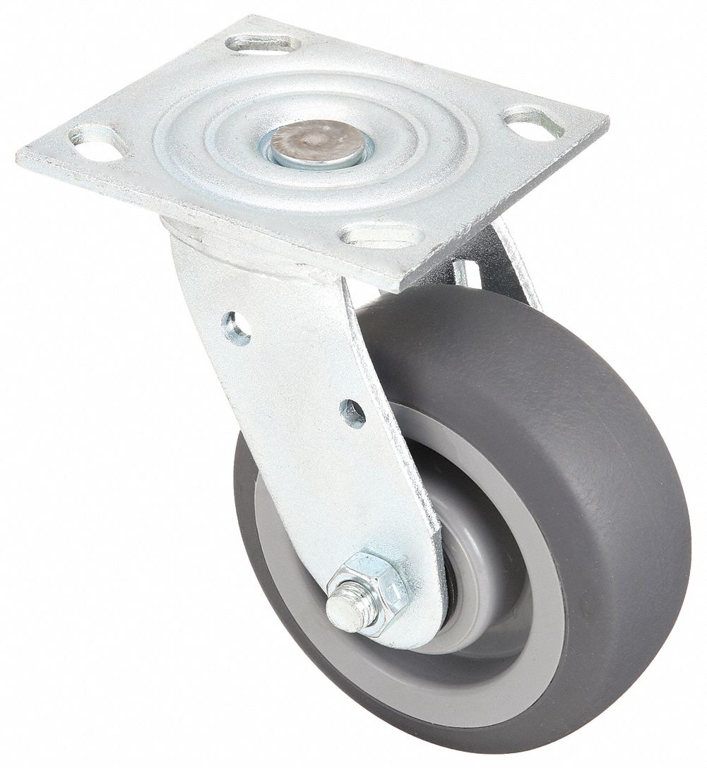 Standard Plate Caster, Swivel, 375 lb.