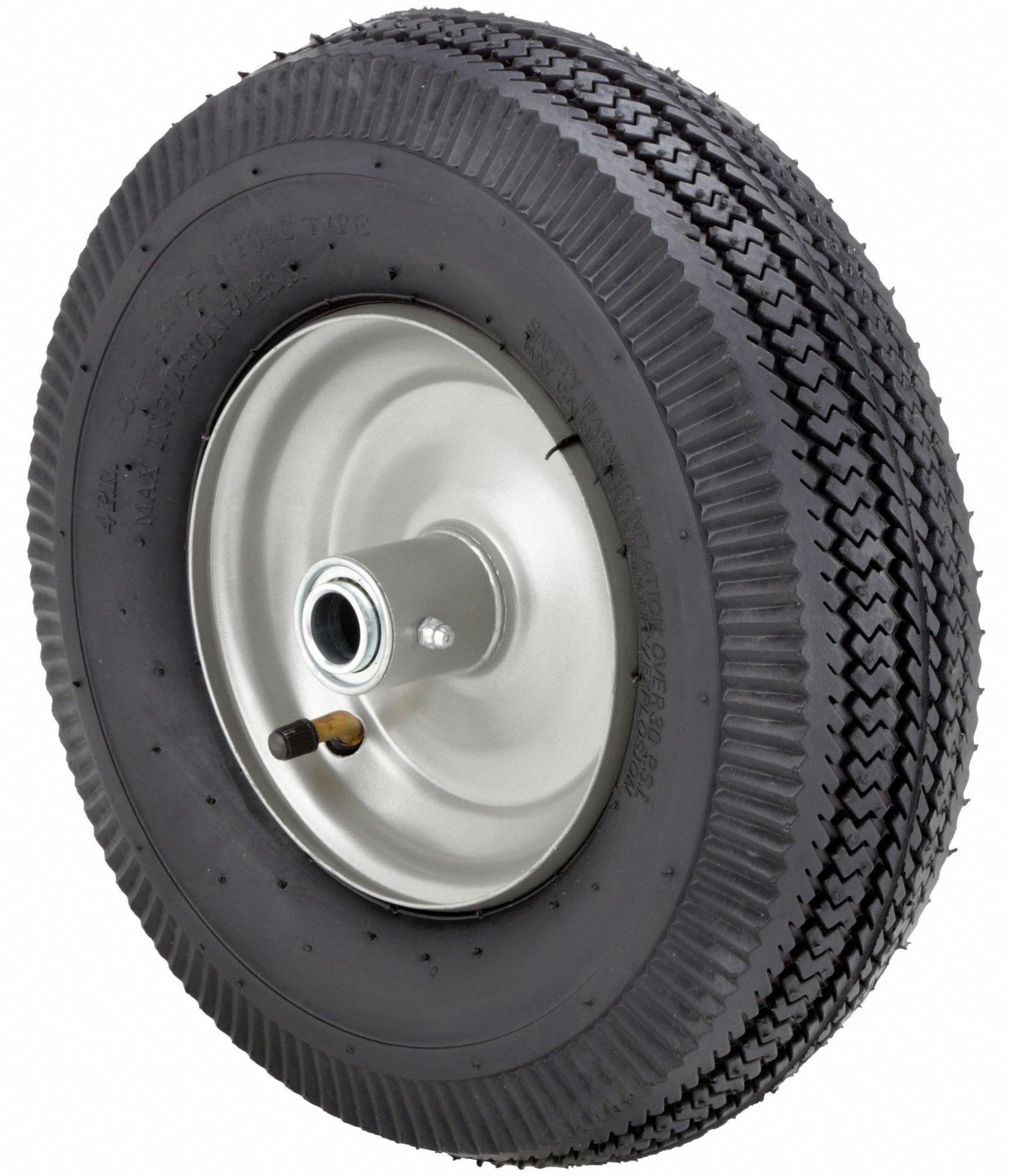 PNEUMATIC WHEEL, 10 IN WHEEL DIAMETER, 2⅛ IN WHEEL W, 350 LB, ½ IN FOR AXLE SIZE