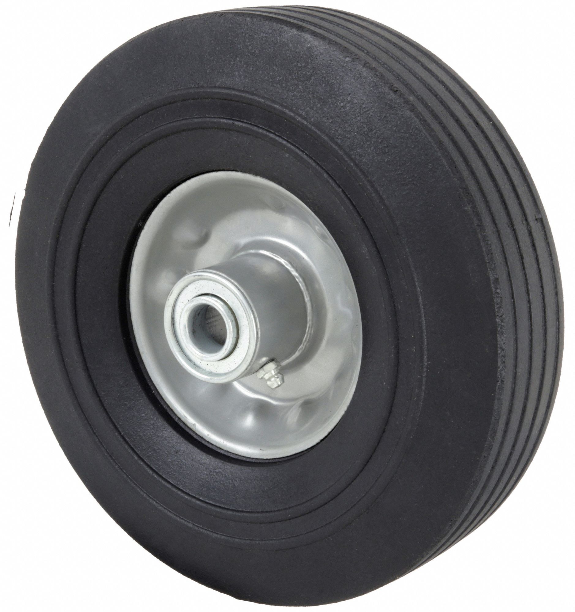 FLAT-FREE SOLID RUBBER WHEEL, 6 IN WHEEL DIAMETER, 1 13/16 IN WHEEL W, 200 LB, STEEL