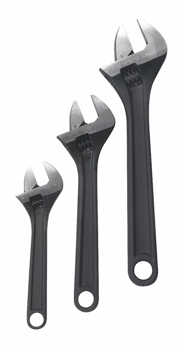 WESTWARD Monkey Wrench : Alloy Steel, 3 1/10 in Jaw Capacity, Smooth, 14  3/4 in Overall Lg, I-Beam