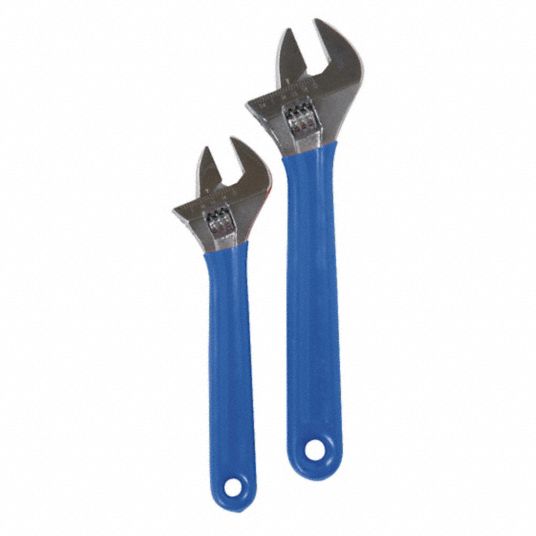 WESTWARD, Alloy Steel, Chrome, Adjustable Wrench Set - 1NYD4