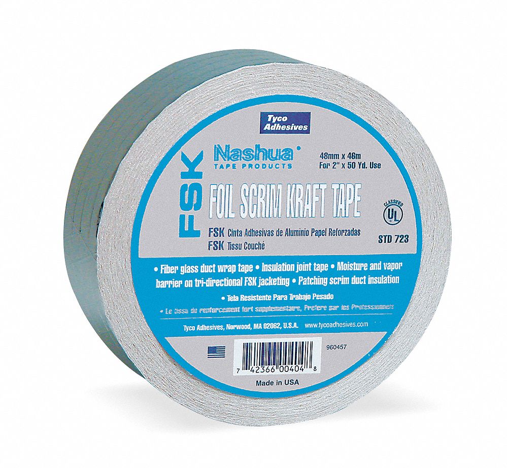 Foil Tape,2 In x 50 yd.,Aluminum Grainger