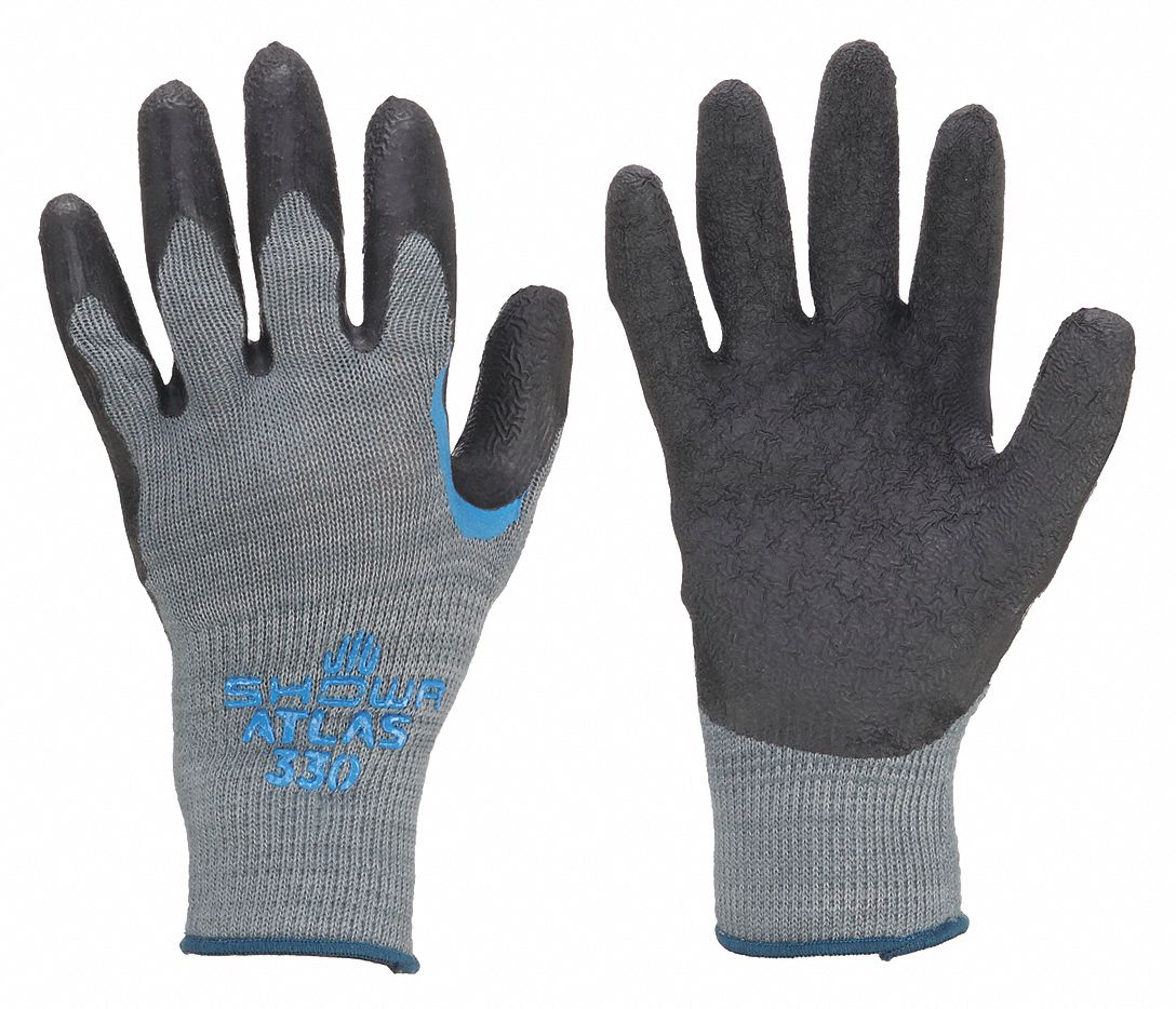 COATED GLOVES, S (7), ROUGH, LATEX, DIPPED PALM, ANSI ABRASION LEVEL 4, 10 GA