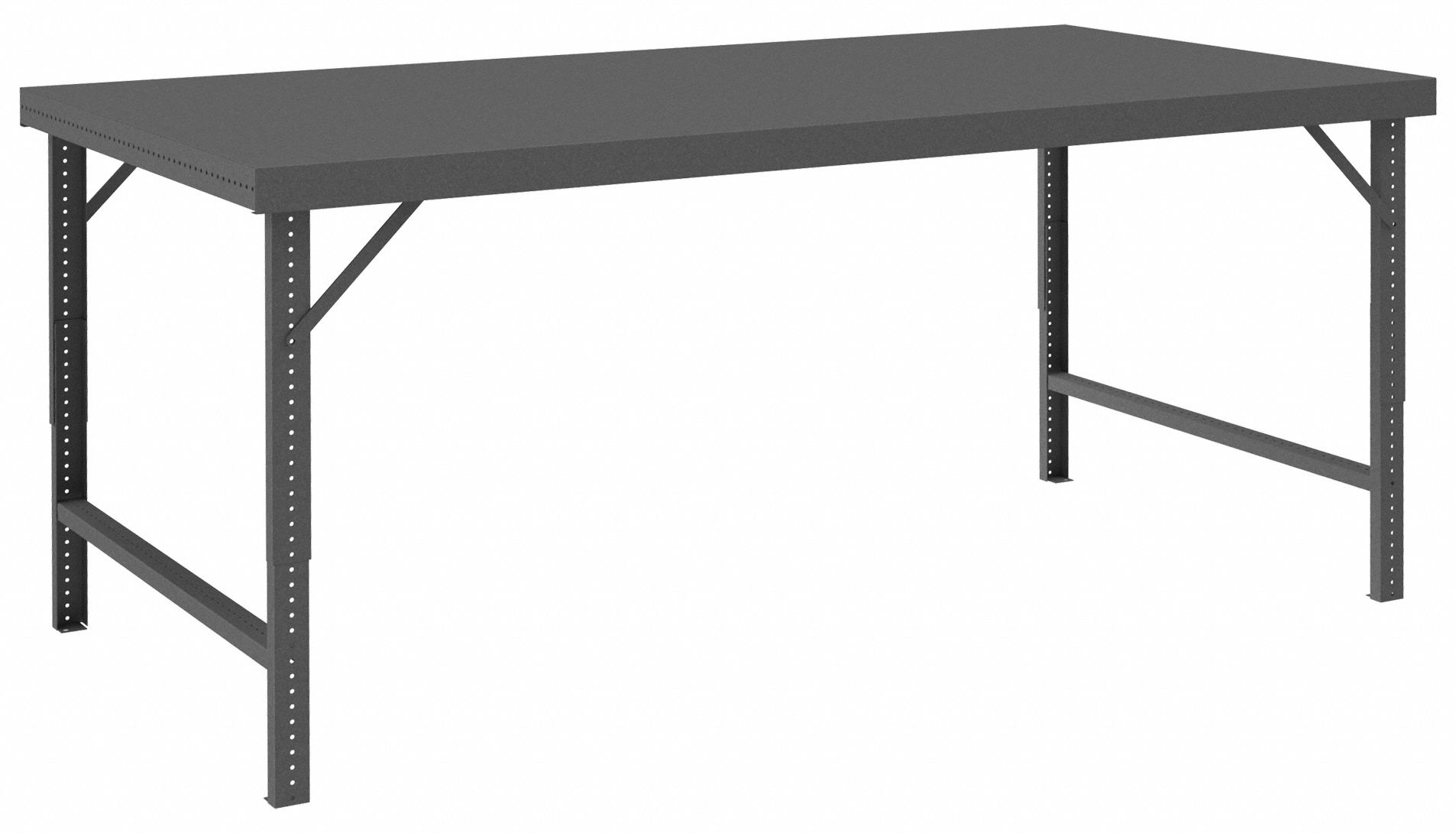 Work Table: Adj Ht, Steel, 96 in x 36 1/4 in, 2, 000 lb Overall Load Capacity, Steel