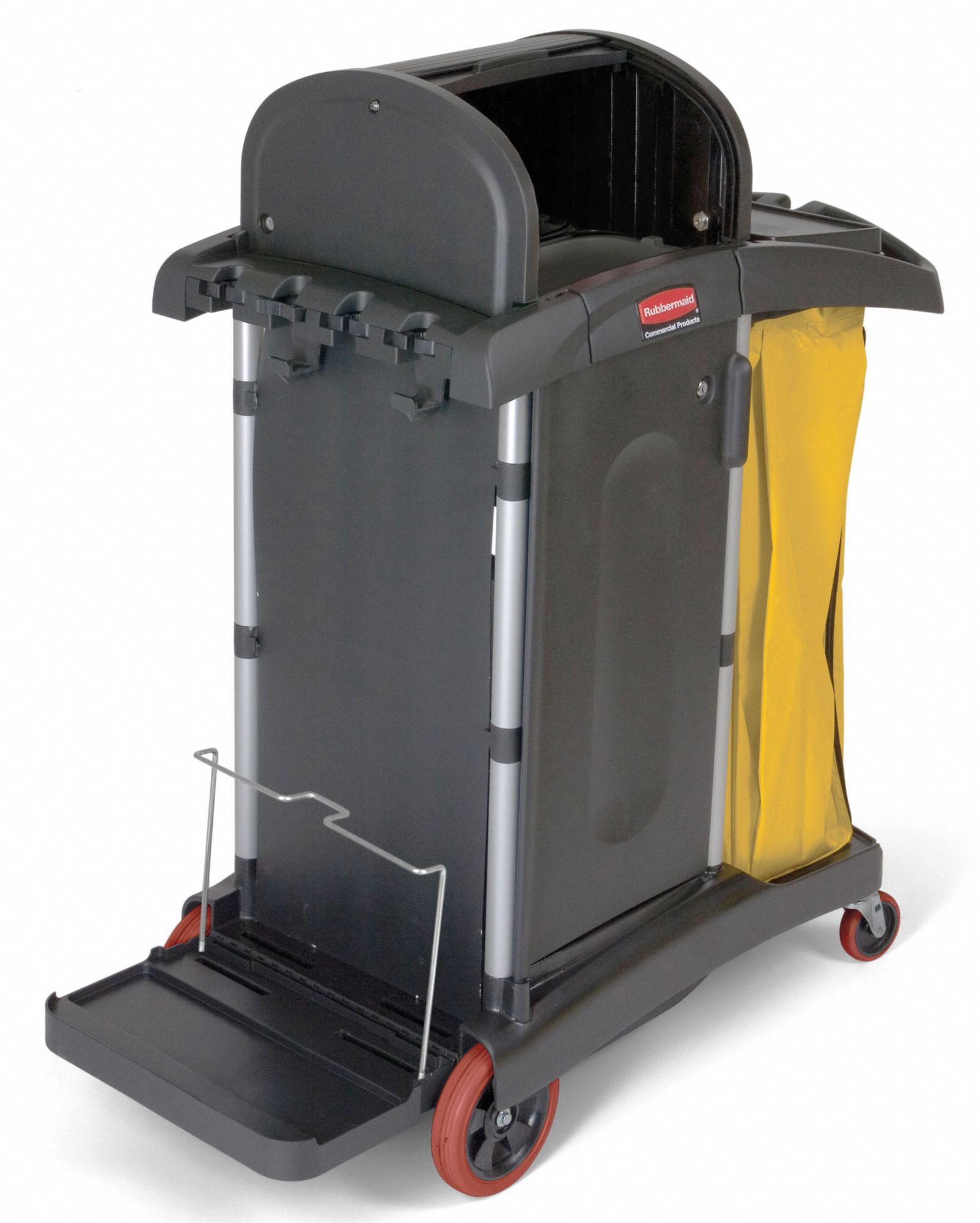 RUBBERMAID COMMERCIAL PRODUCTS Black, Microfiber Janitor Cart, Overall ...