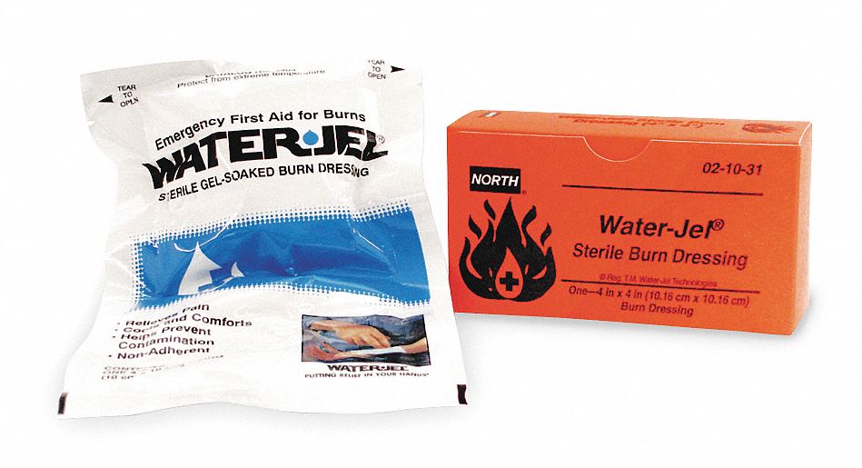 Burn Dressing: 4 in Dressing Lg, 4 in Dressing Wd, Sterile, Fastener Not Included