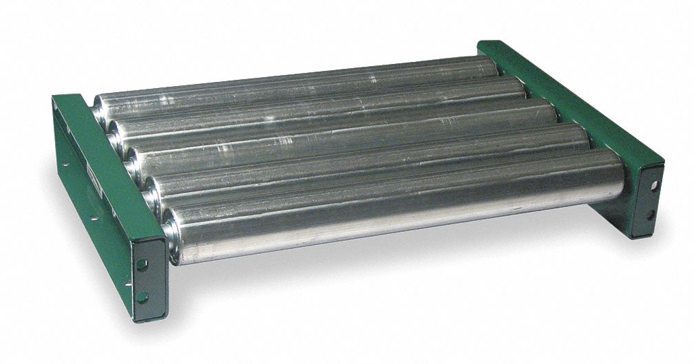 Roller Conveyor, Medium-Duty, Rigid, 1 15/16 in Roller Dia., Steel, Between  Frame Width 16 in