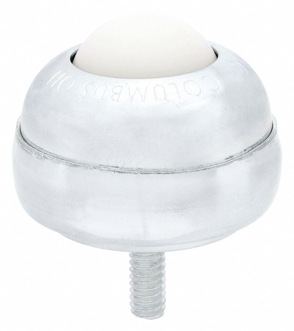 Ball Transfer: 1 in Ball Dia - Ball Transfer, 35 lb Ball Load Capacity, 1 3/8 in Projection, Nylon