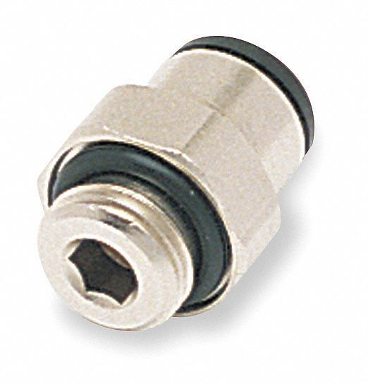 MALE CONNECTOR: NYLON, PUSH-TO-CONNECT X MALE METRIC, FOR 4 MM TUBE OD, 5 MM PIPE, 10 PK