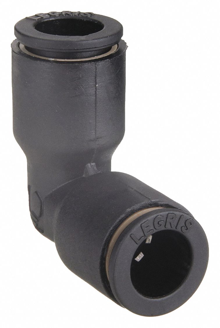 ELBOW: NYLON, PUSH-TO-CONNECT X PUSH-TO-CONNECT, FOR ¼ IN X ¼ IN TUBE OD, BLACK