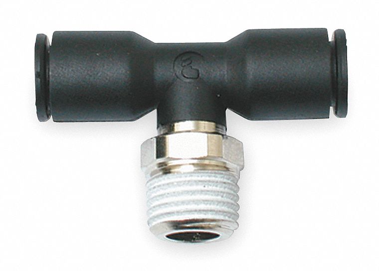 MALE BRANCH TEE: NYLON, PUSH-TO-CONNECT X PUSH-TO-CONNECT X MNPT, FOR ⅜ X ⅜ IN TUBE OD, 10 PK