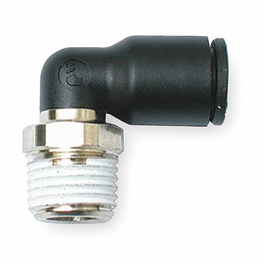 3/8 Tube OD x 1/4 NPT Male 90 Degree Elbow Legris 3109 60 14 Nylon & Nickel-Plated Brass Push-to-Connect Fitting 