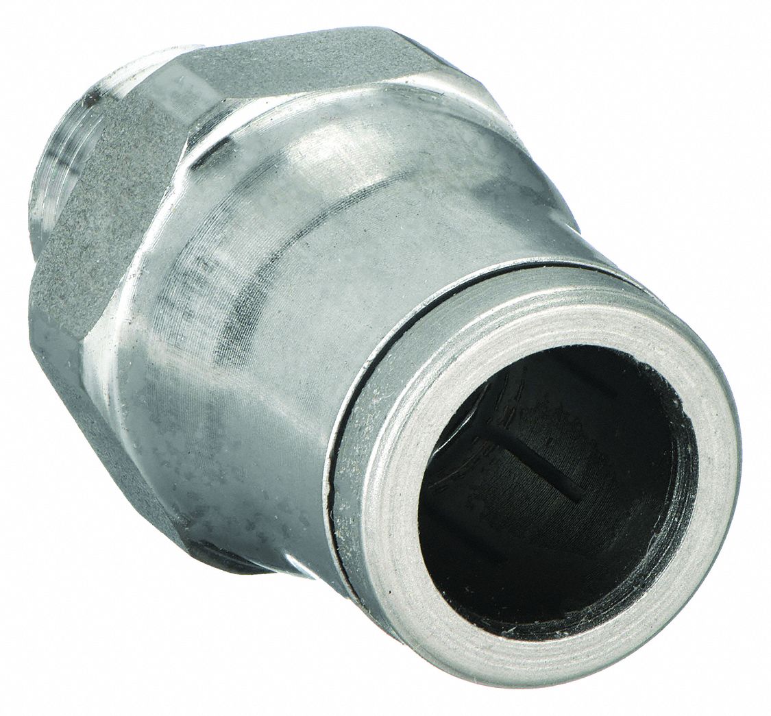 MALE CONNECTOR: 316L STAINLESS STEEL, PUSH-TO-CONNECT X MNPT, FOR 5/16 IN TUBE OD, 2 PK